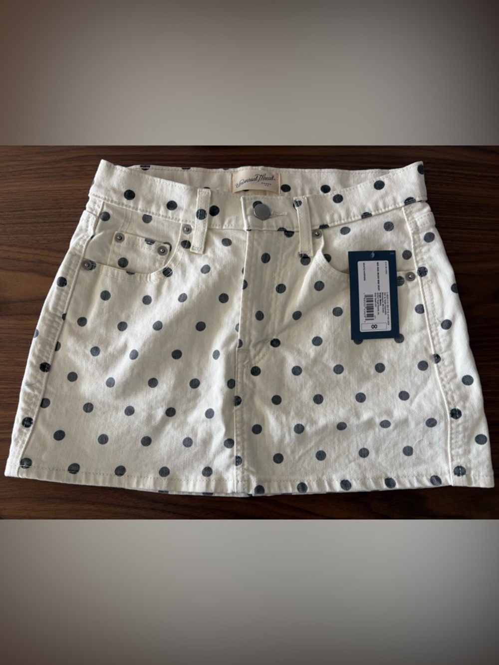 Women's Polka Dot Mini Denim Skirt - Universal Thread™ White 00